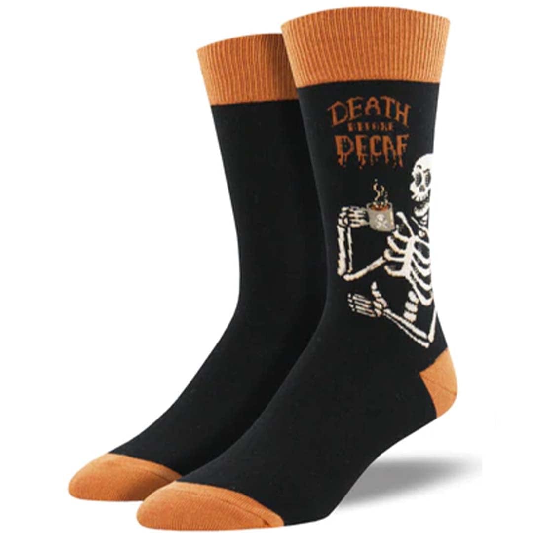 Death Before Decaf Men&#39;s Crew Sock Black
