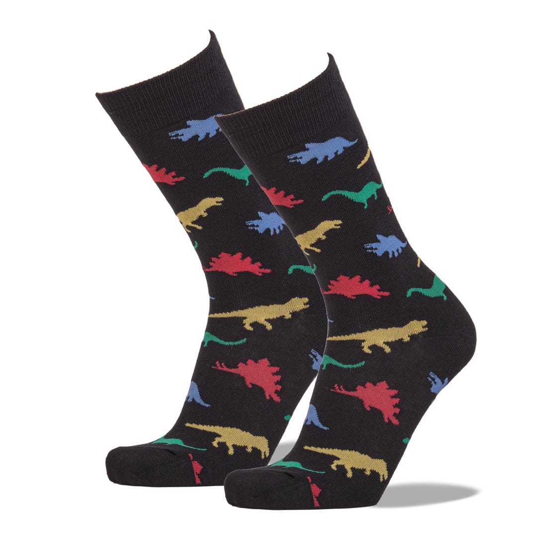 Dinosaur Men’s King Size Crew Sock King Size - Shoe Size 12-15 / Black
