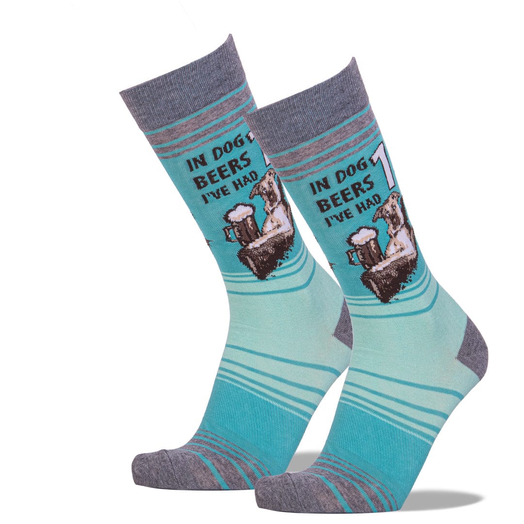 Dog Beers Men's Crew Socks Blue