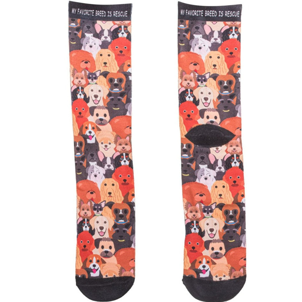 Dog Rescue My Favorite Breed is Rescue Crew Sock Multi