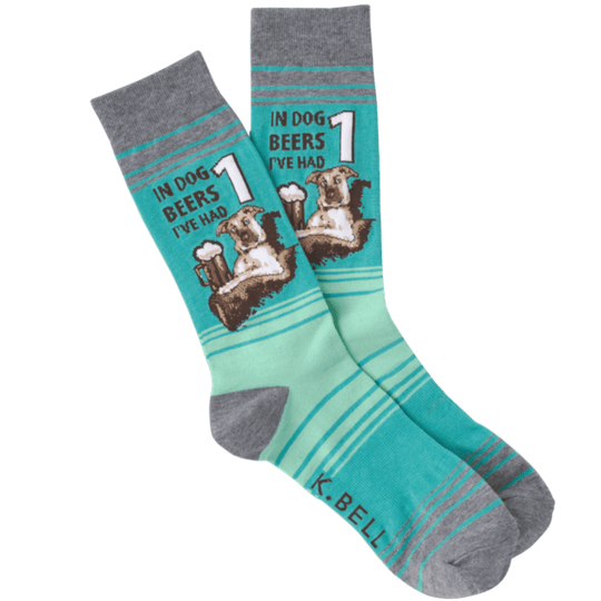 Dog Beers Men's Crew Socks Blue