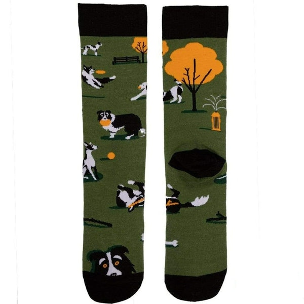 Playful Pups Crew Sock Men's / Green