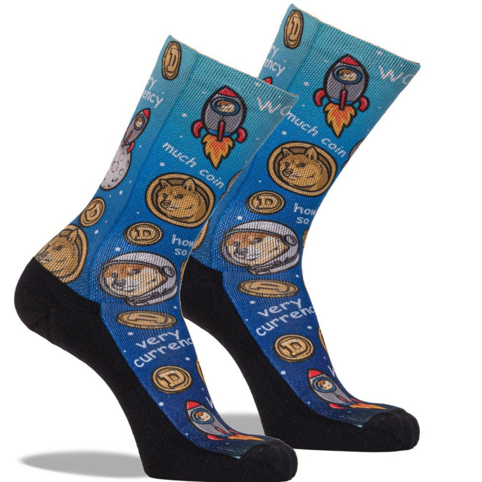 Dogecoin To The Moon Crew Sock Men's / Blue