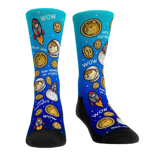 Dogecoin To The Moon Crew Sock Men's / Blue