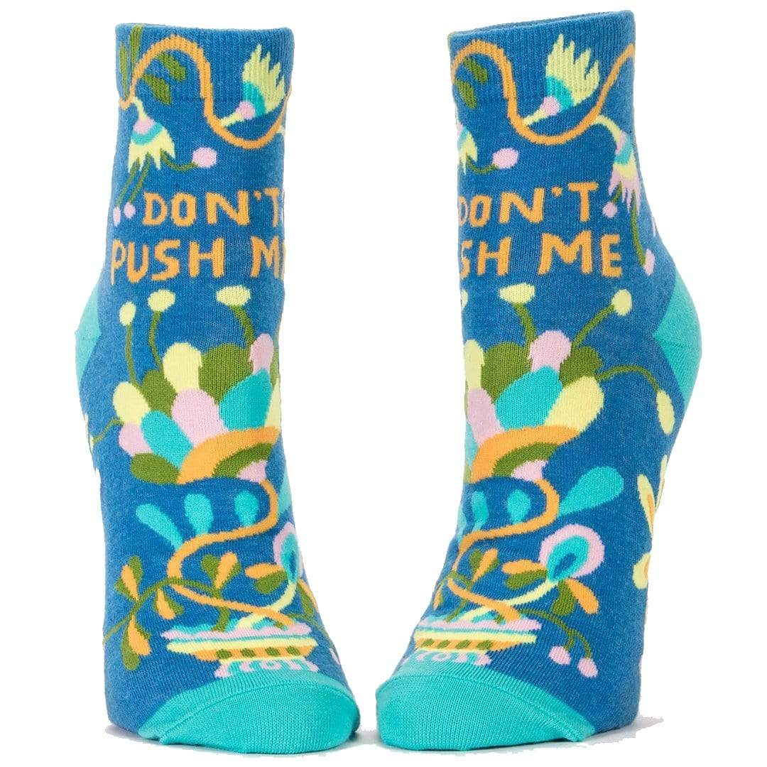 Don't Push Me Socks Women's Ankle Sock Blue