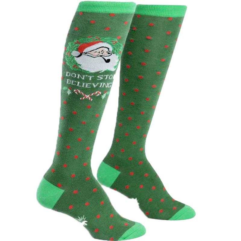 Don't Stop Believing Women's Knee High Socks Green
