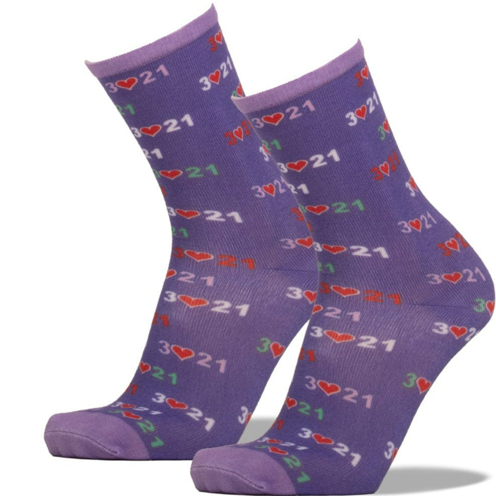 Down Syndrome Awareness Socks Unisex Crew Sock Purple