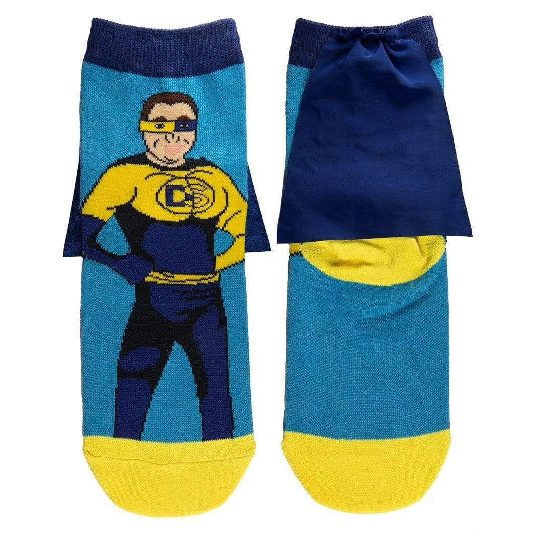 Down Syndrome Caped Superhero Boy Crew Sock Kids / Navy