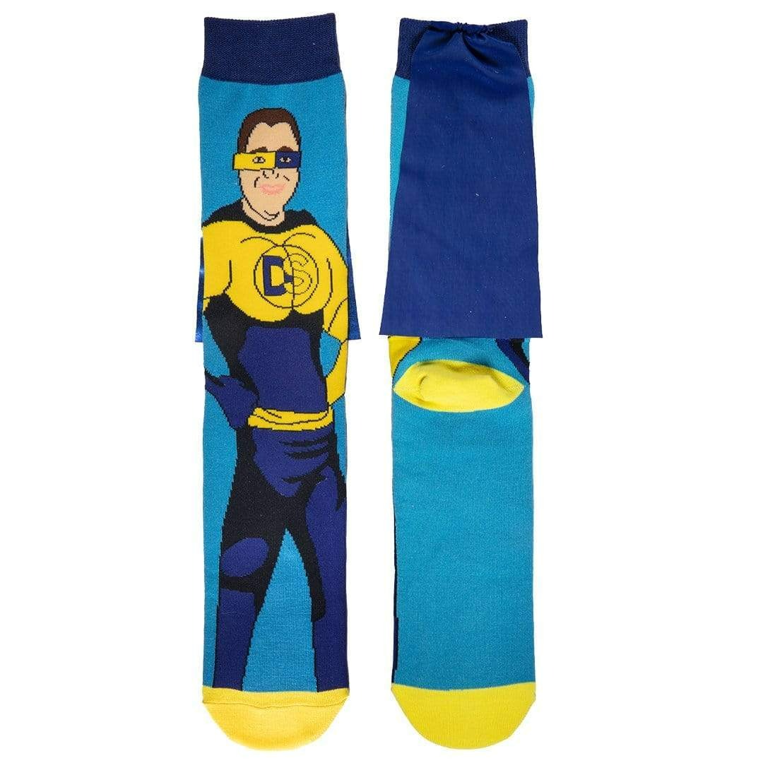 Down Syndrome Caped Superhero Boy Crew Sock Men's / Navy