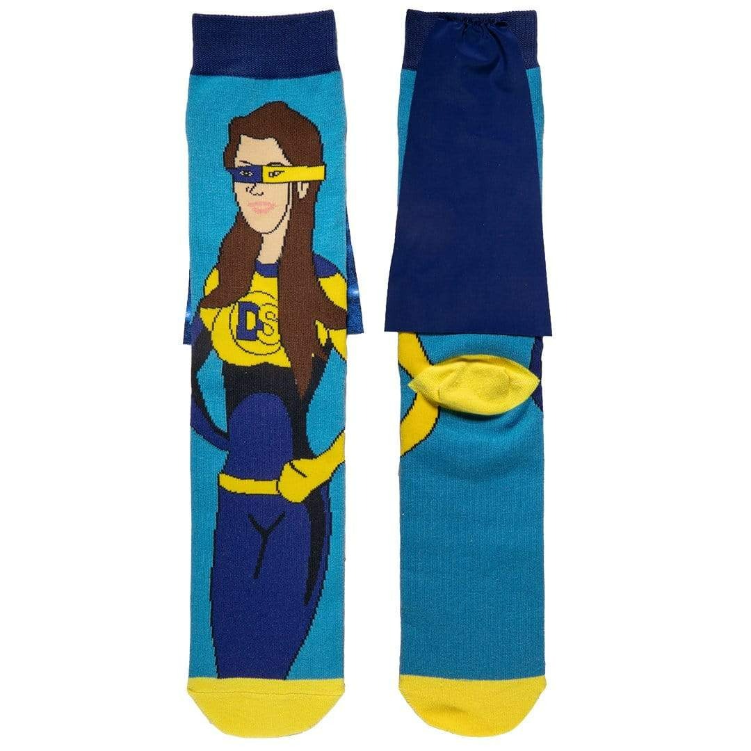 Down Syndrome Caped Superhero Girl Crew Sock Men's / Navy