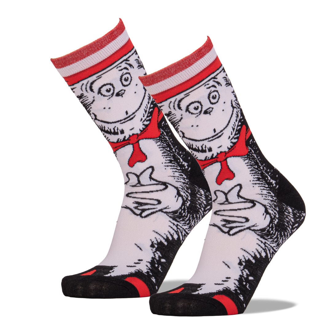 Dr. Seuss Cat in the Hat 360 Crew Sock - Black - John's Crazy Socks