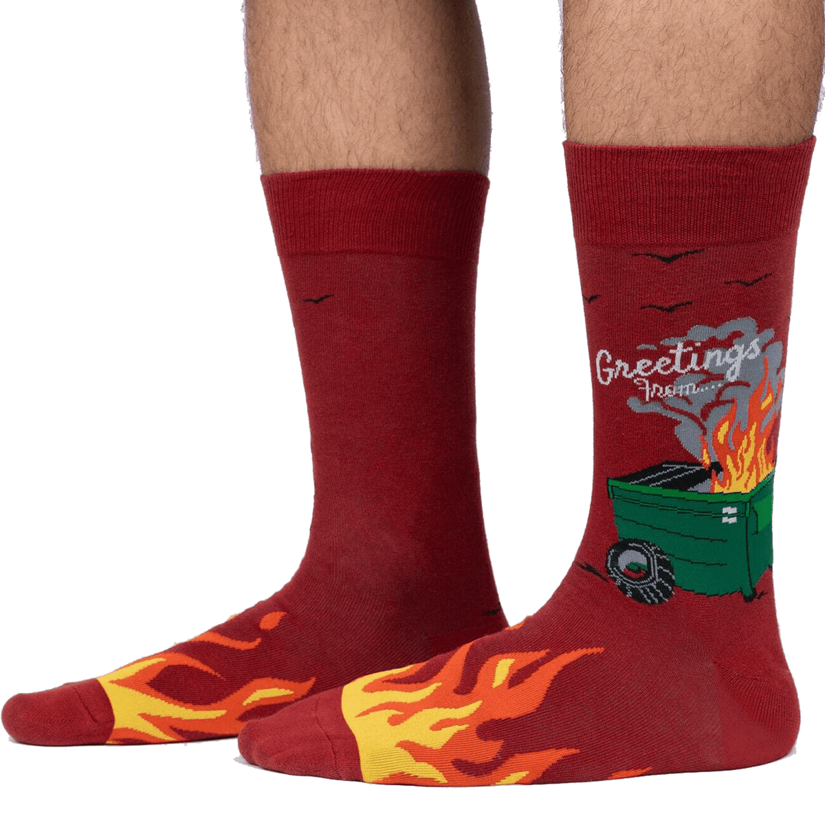 Dumpster Fire Men&#39;s Crew Socks Red