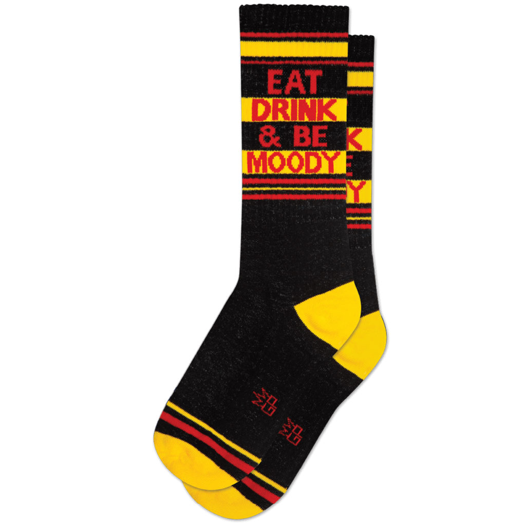 Eat Drink & Be Moody Unisex Crew Sock Black