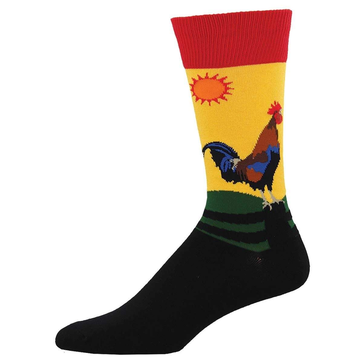 Early Riser Men&#39;s Crew Sock Yellow Red and Black / 10-13