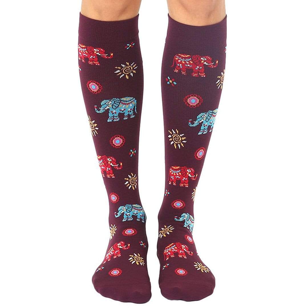 Elephant Unisex Compression Socks Wine