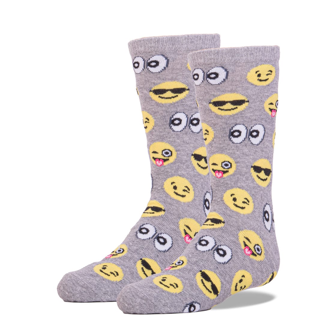 Emoji Children's Crew Sock Grey and Yellow