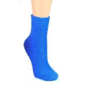 Solid Color Fuzzy Socks Women&#39;s Crew Sock Blue