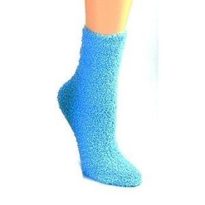 Solid Color Fuzzy Socks Women&#39;s Crew Sock Light Blue