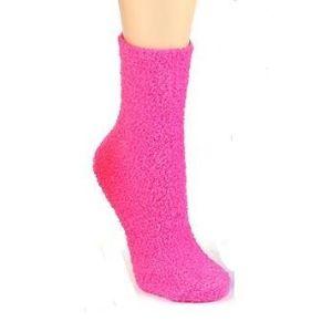 Solid Color Fuzzy Socks Women&#39;s Crew Sock Pink
