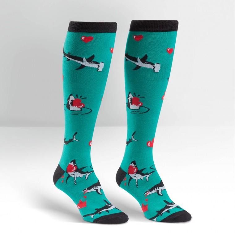 Love Bites Socks Knee High for Women Teal