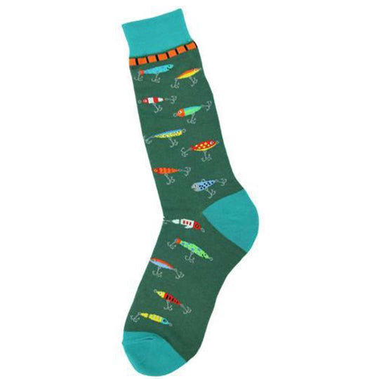 Fishing Lure Socks Men’s Crew Sock green