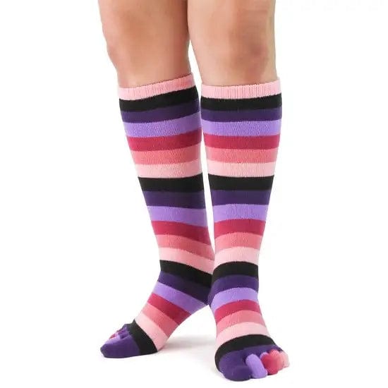 Pink Rainbow Stripe Women's Toe Socks Multi