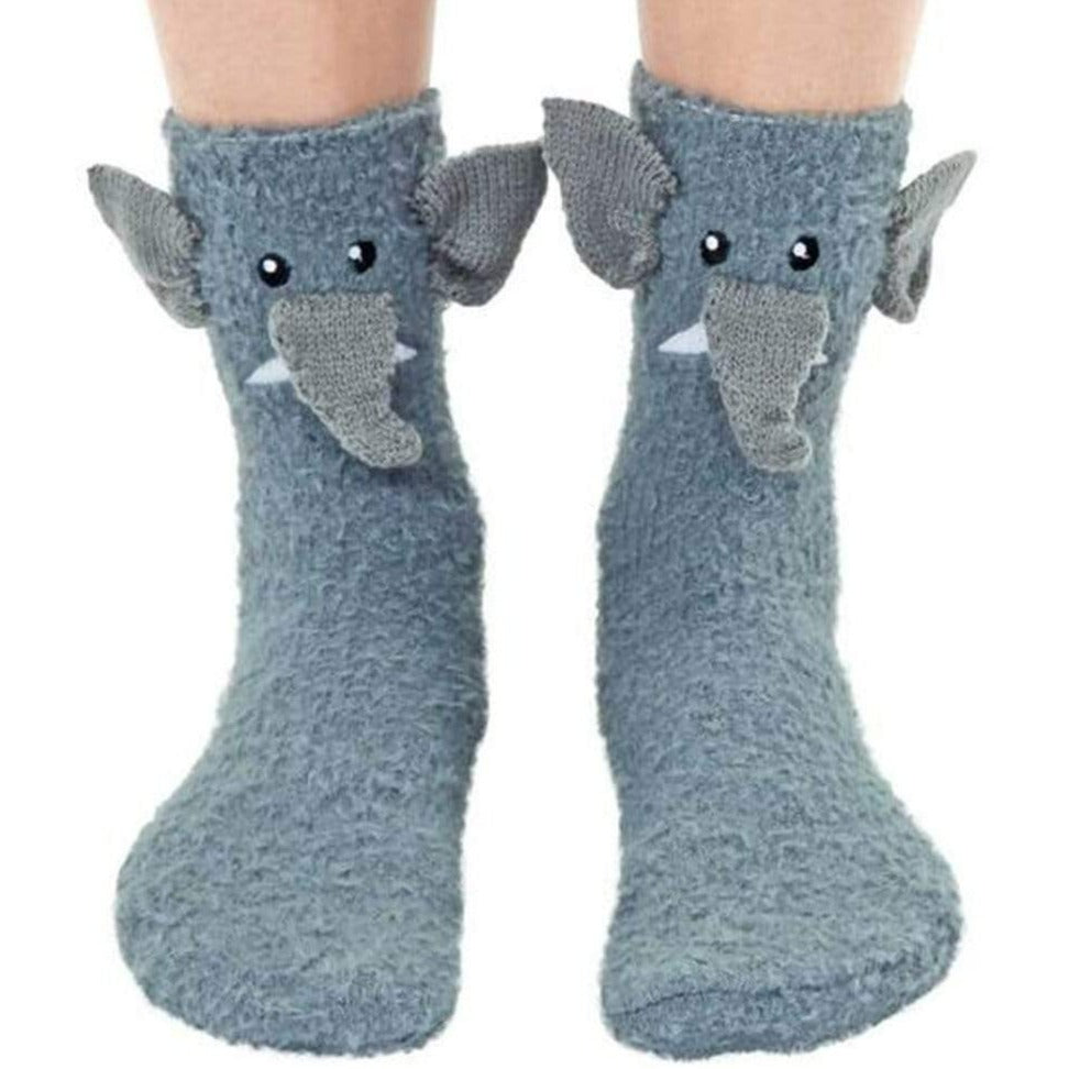 Fuzzy Elephant Women's Crew Socks Grey