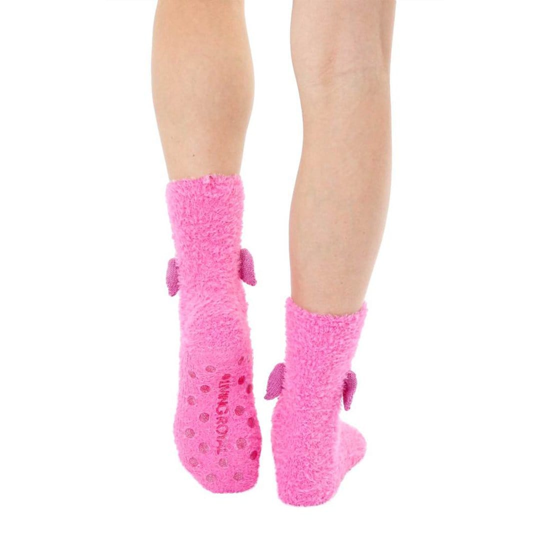 Fuzzy Flamingo Crew Socks Pink