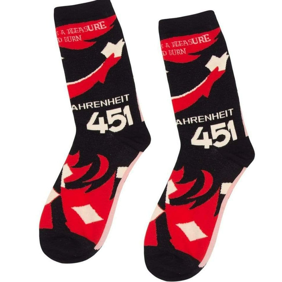 Fahrenheit 451 Socks Unisex Crew Sock Women's/Small / red