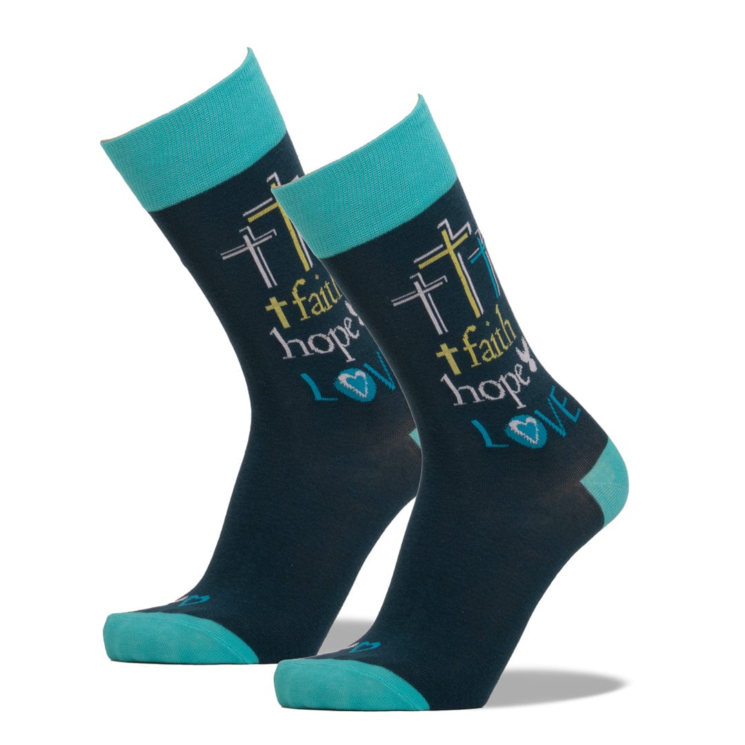 Faith Hope Love Socks Unisex Crew Sock blue