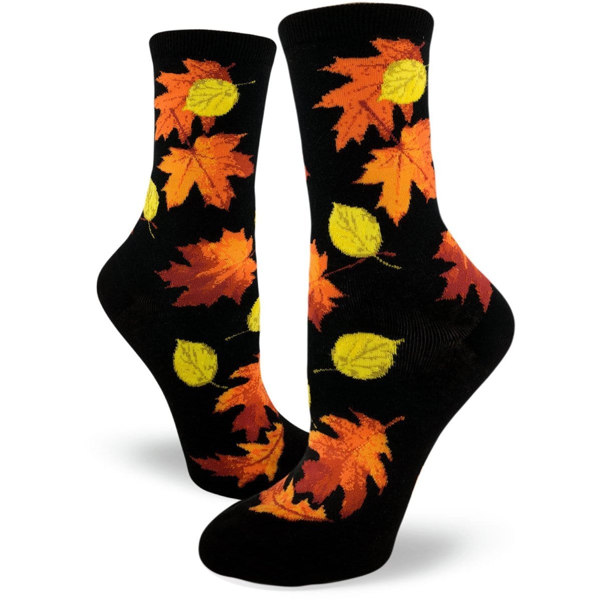 Fall Leaves Socks Women&#39;s Crew Sock Black