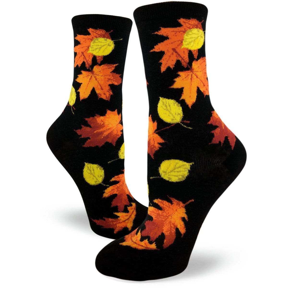 Fall Leaves Socks Women's Crew Sock Black