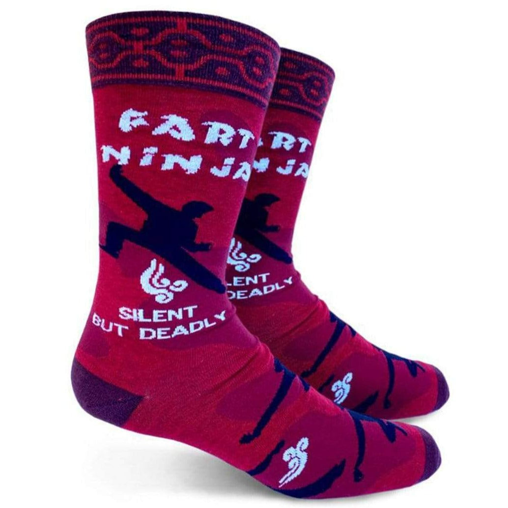 Fart Ninja Men&#39;s Crew Socks Red