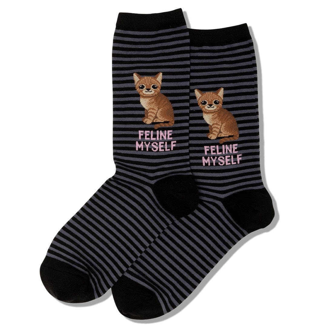 Feline Myself Women&#39;s Crew Socks Black