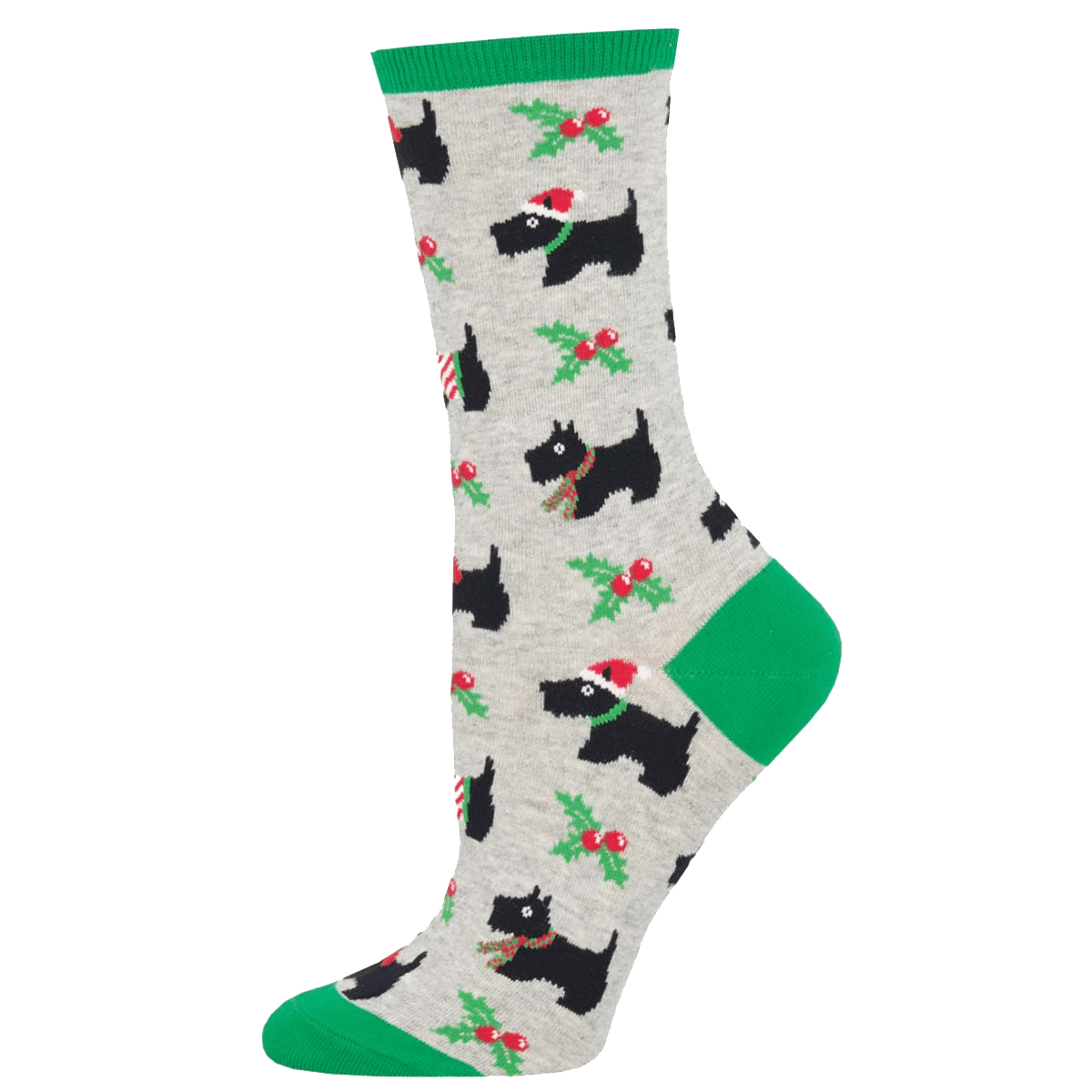 Festive Scotties Women's Crew Socks Grey