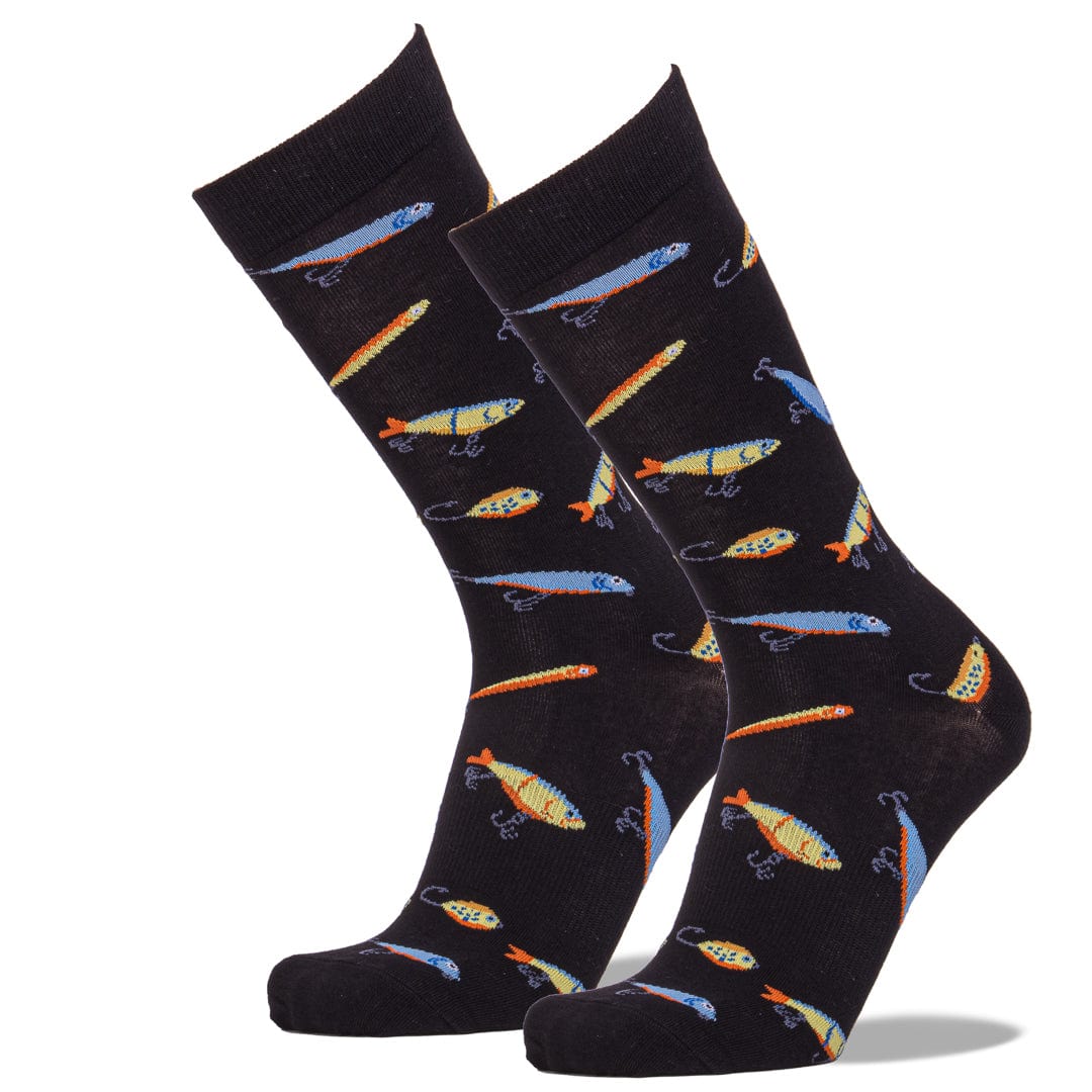 Fishing Lure Socks Men’s Crew Sock Black