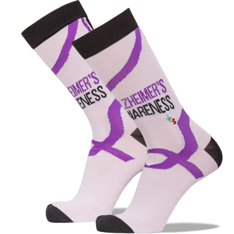 "Forget Me Not" Alzheimer's Awareness Socks Unisex Crew Sock Grey / Men's