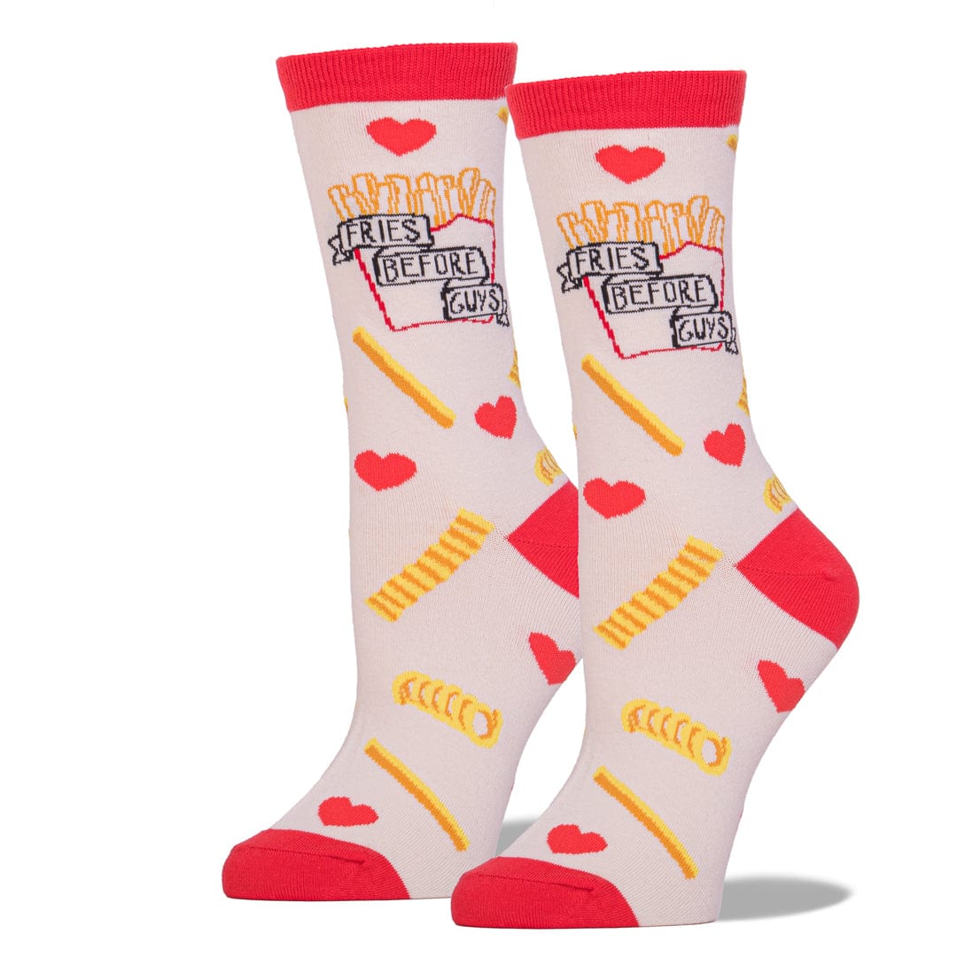 Fries Before Guys Women&#39;s Crew Socks Ivory