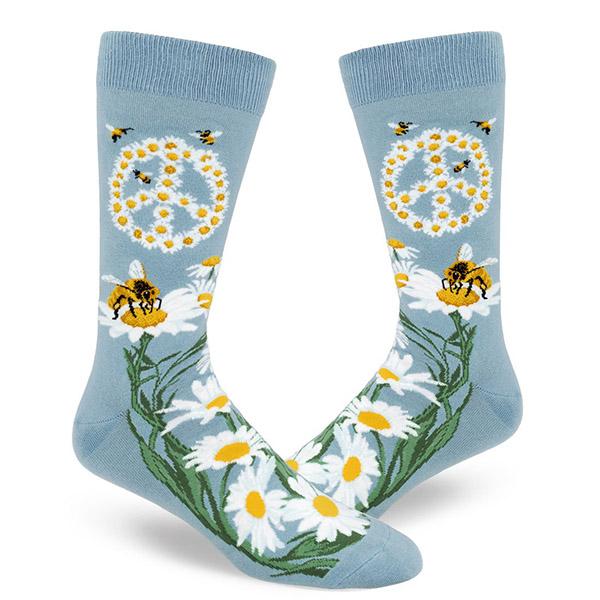 Give Bees a Chance Men's Crew Sock blue