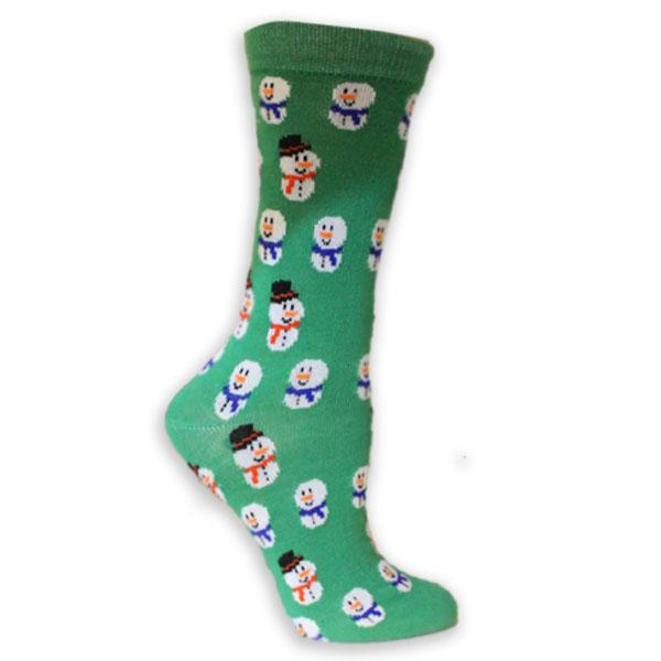 Holiday Snowmen Women’s Holiday Sock Green