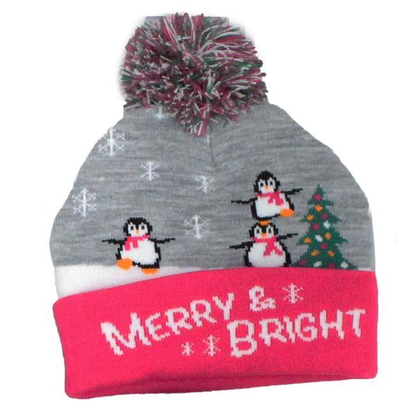 Children&#39;s Holiday Hat Pom Pom Hats Grey