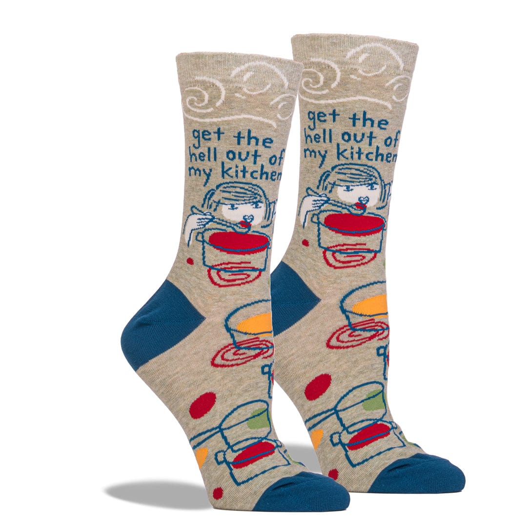 Get Out of My Kitchen Socks Women&#39;s Crew Sock tan