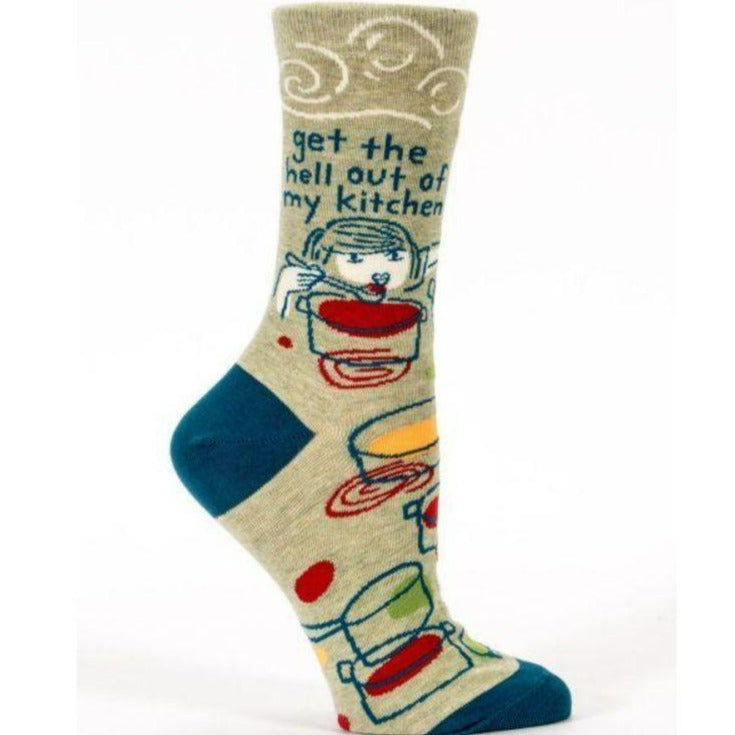 Get Out of My Kitchen Socks Women's Crew Sock tan