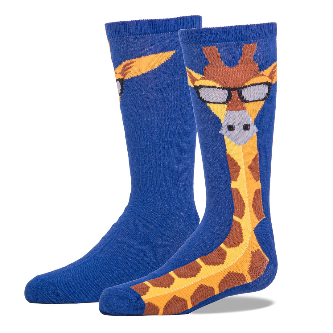 Kid&#39;s Giraffe Crew Sock Blue / 4-7