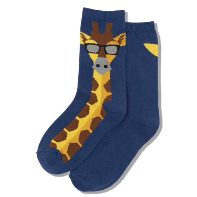 Kid's Giraffe Crew Sock Blue