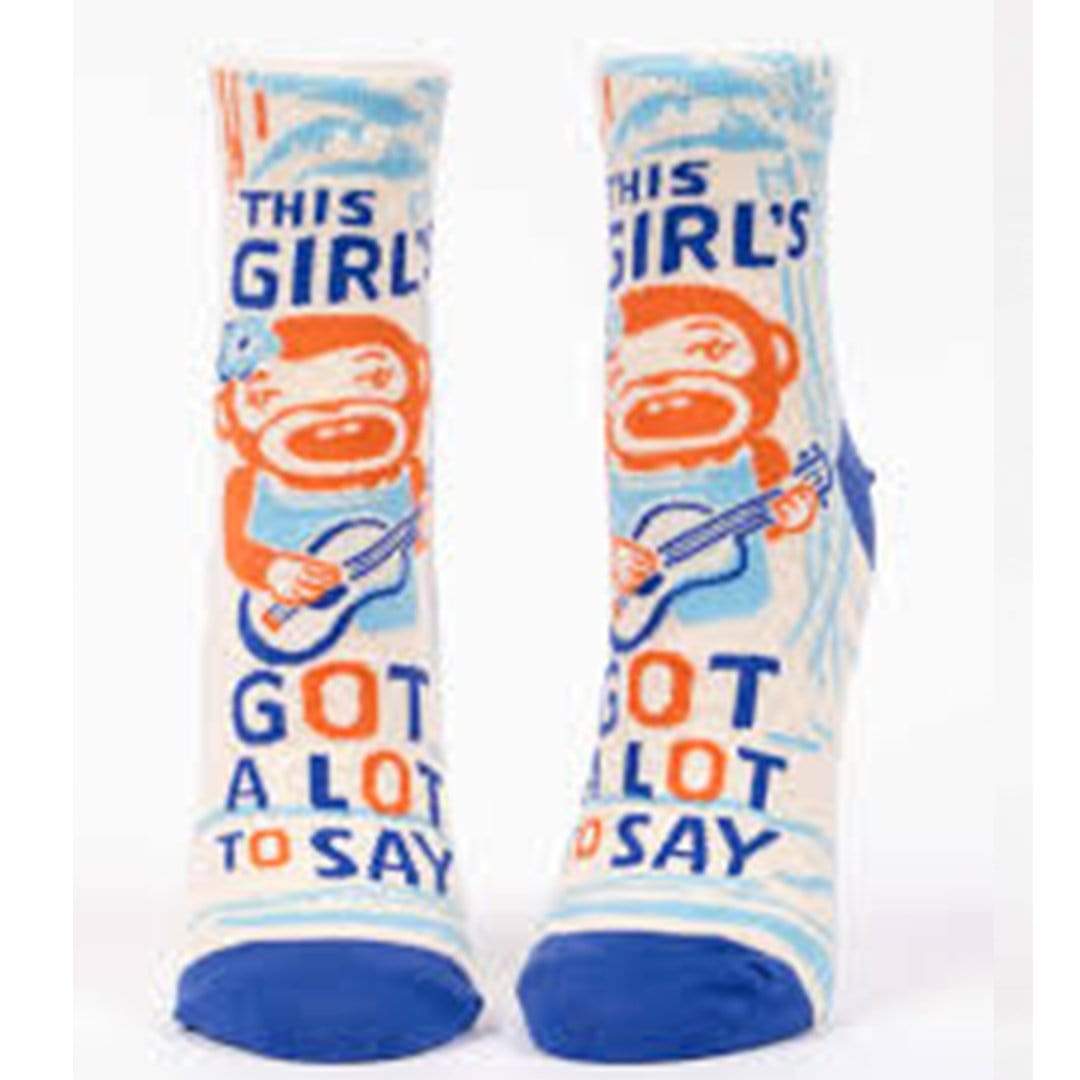 Girl's Got a Lot to Say Socks Women's Ankle Sock Blue