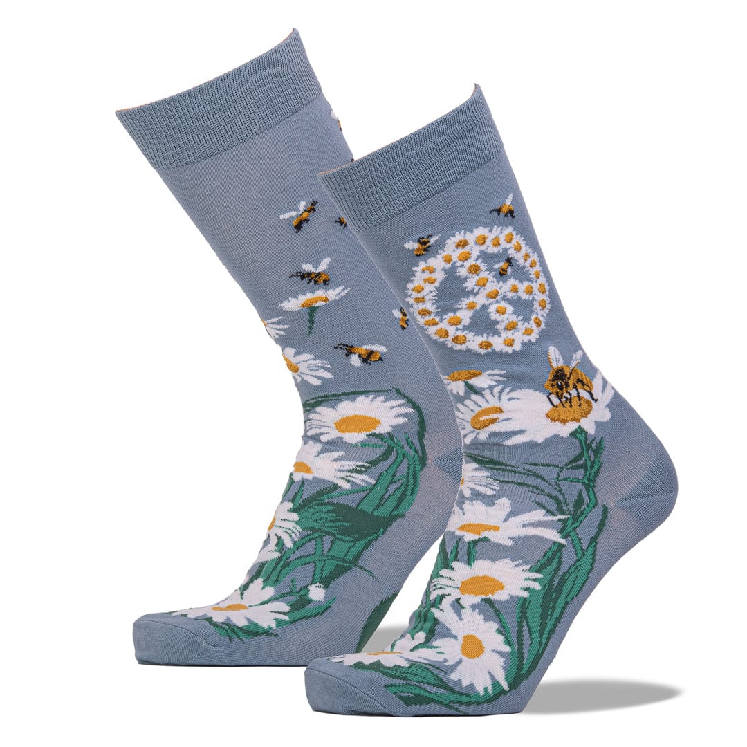 Give Bees a Chance Men's Crew Sock blue