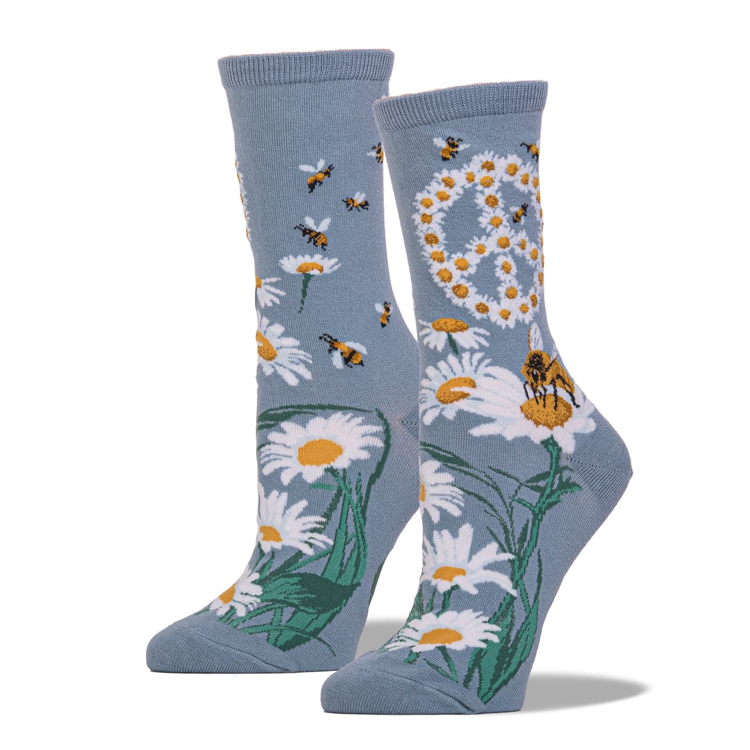 Give Bees a Chance Women's Crew Sock blue