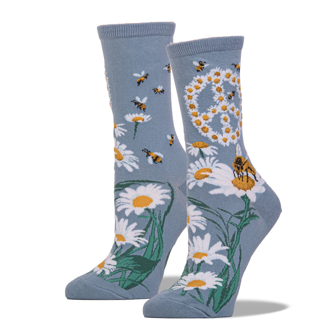 Give Bees a Chance Women&#39;s Crew Sock blue