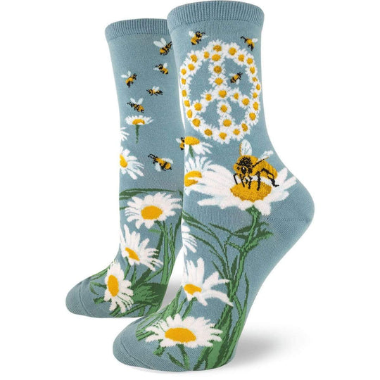 Give Bees a Chance Women's Crew Sock blue